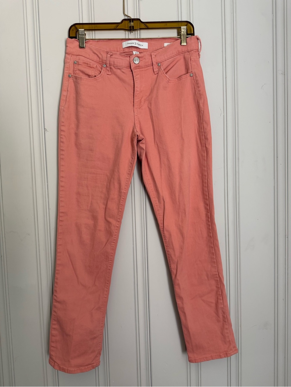 Vintage America Coral-Pink Straight Leg Jeans
